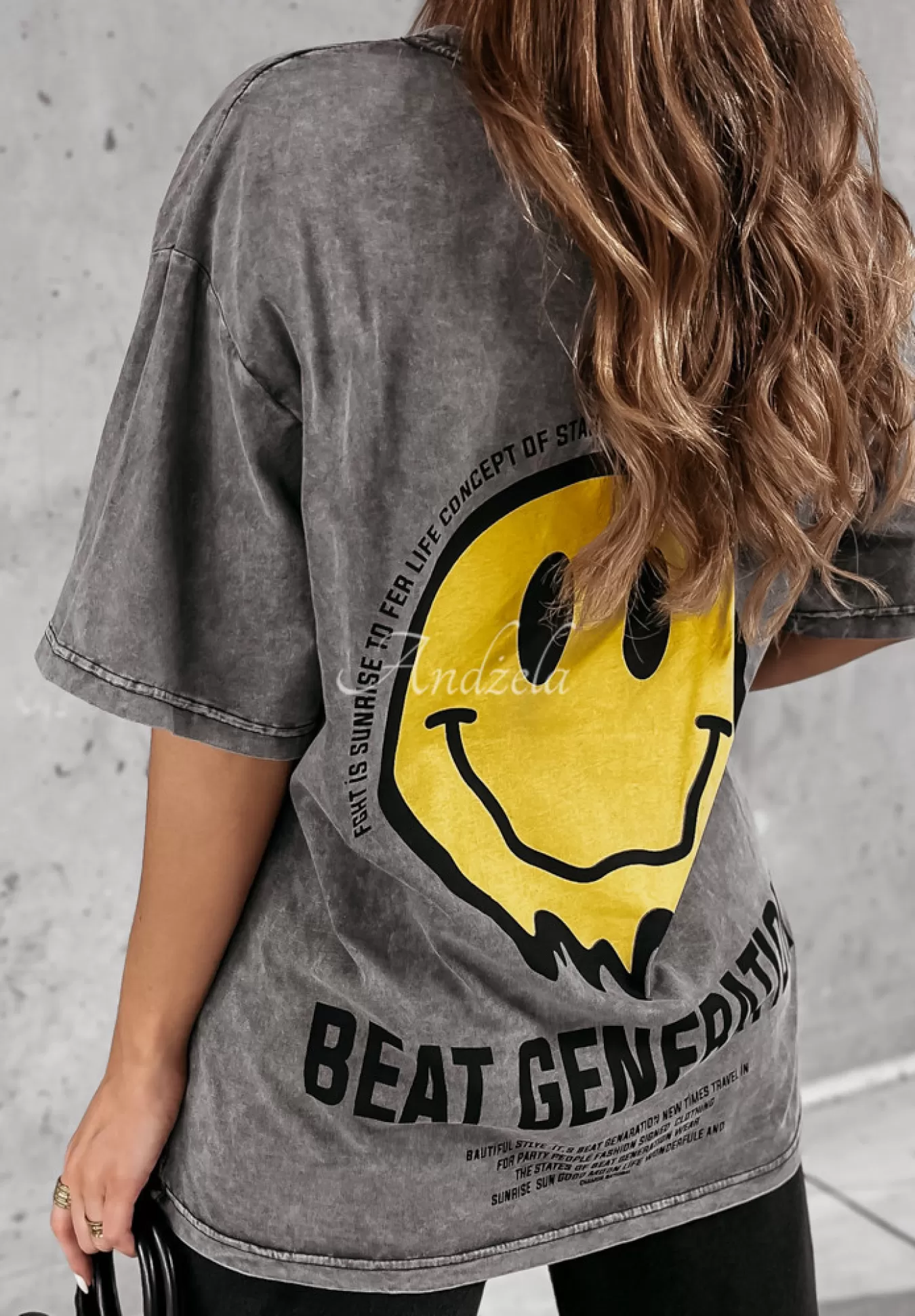 Cheap T-Shirt Z Nadrukiem Beat Generation Szary Kobieta T-Shirty