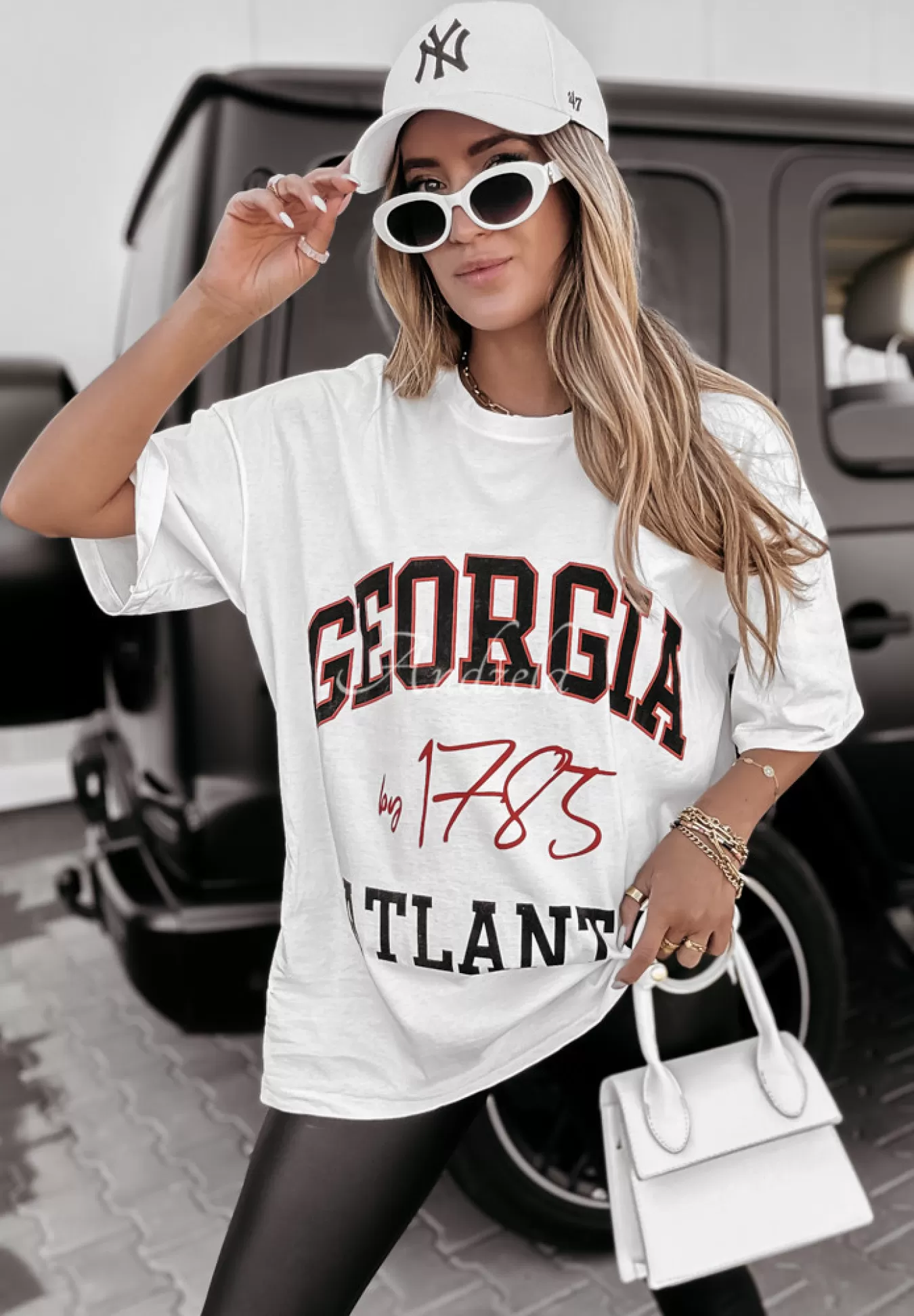 Online T-Shirt Z Nadrukiem Georgia Atlanta Bialy Kobieta T-Shirty