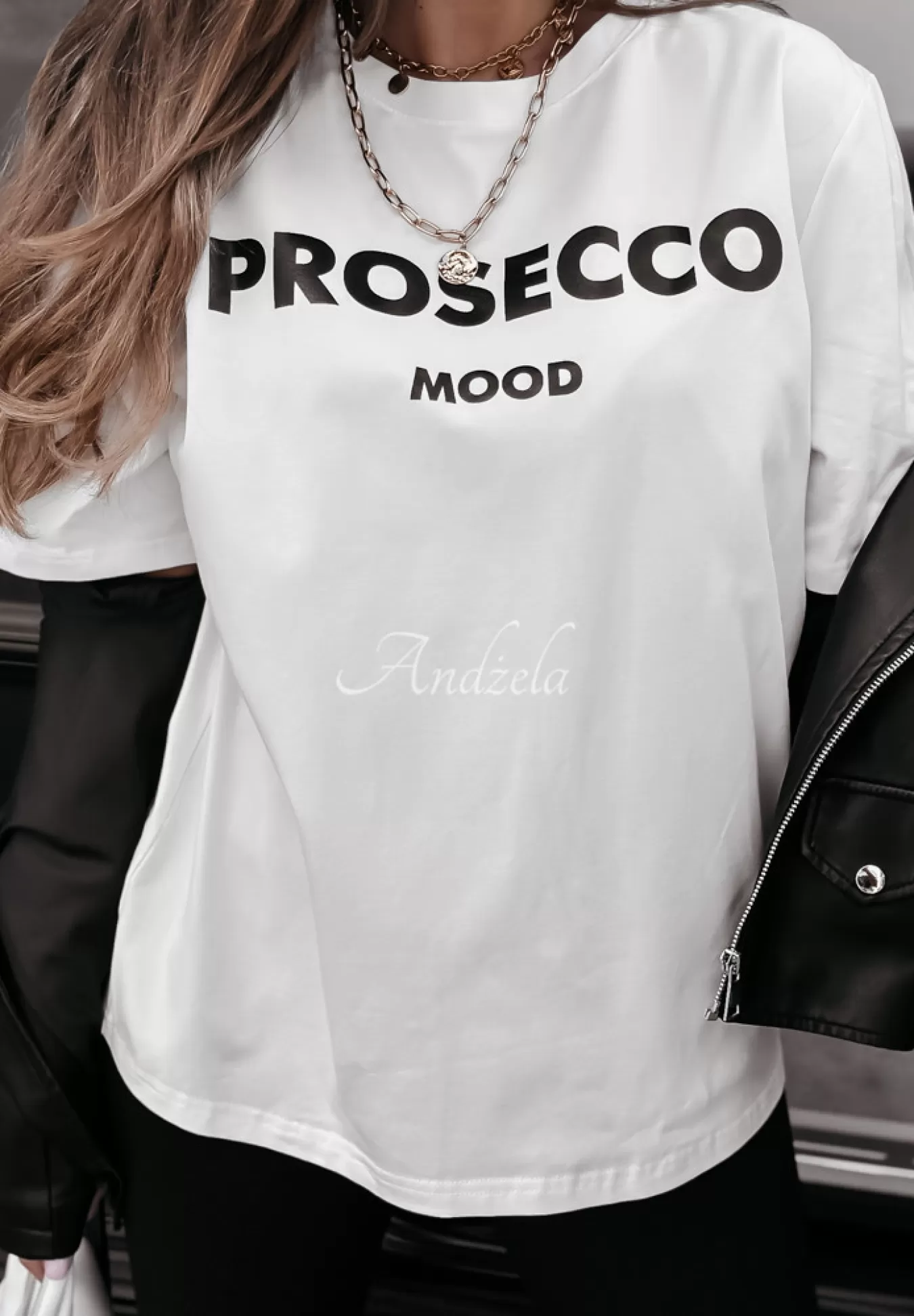 Best T-Shirt Z Nadrukiem Prosecco Mood Bialy Kobieta T-Shirty