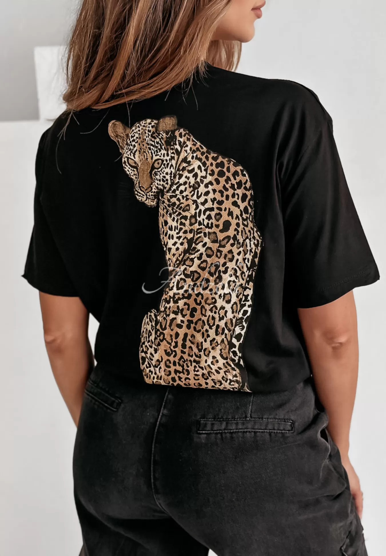 Fashion T-Shirt Z Ozdobna Aplikacja I Nadrukiem Wild Free Czarny Kobieta T-Shirty