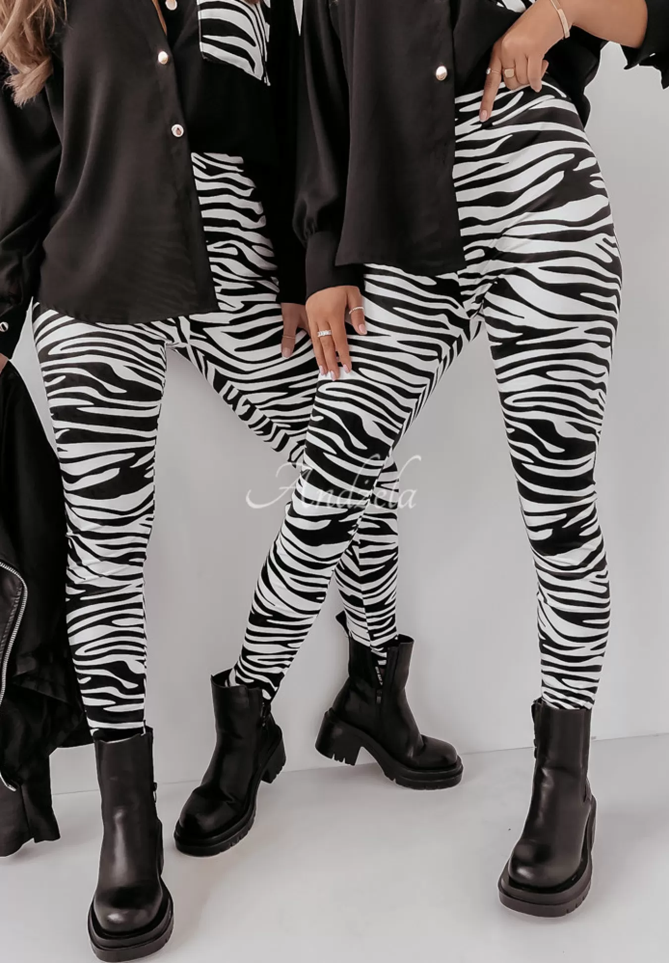 Outlet Welurowe Legginsy Wilda W Zebre Kobieta Legginsy